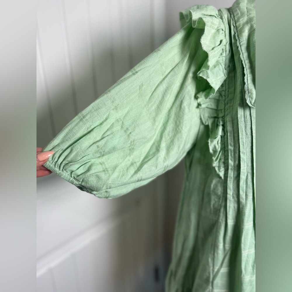 Free People Sage Green Ruffle Tunic Dress - Picture 5 of 14